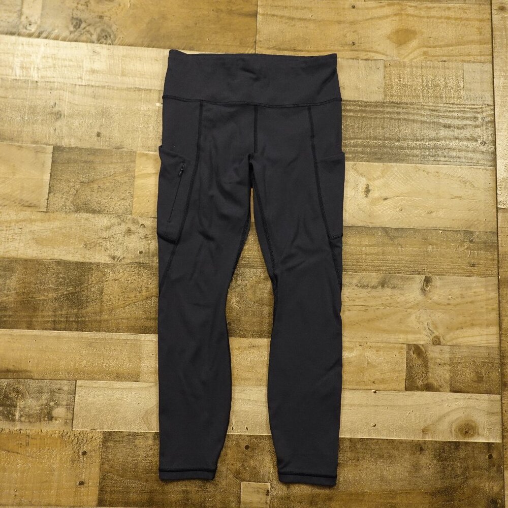 Athleta All In 7/8 Tight Women’s Medium Navy High Rise Zip Pocket